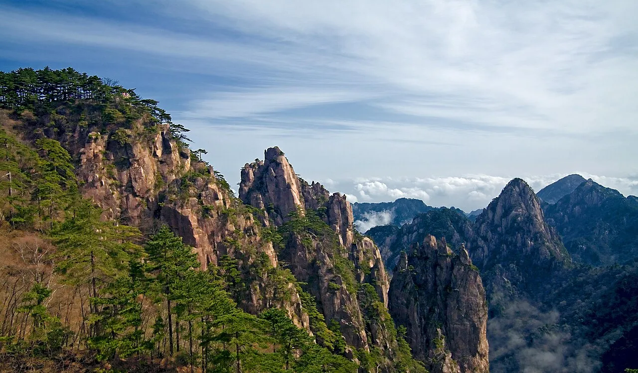 Granite peaks and pines of Huangshan above a sea of clouds